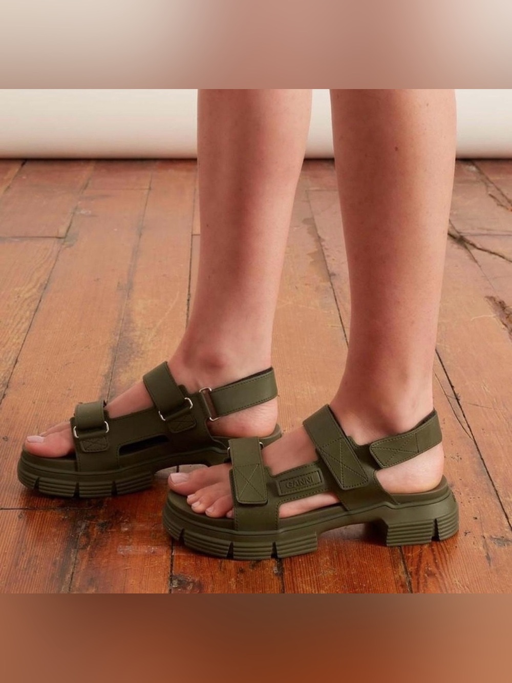 GANNI Olive Platform Velcro Sandals - Women
